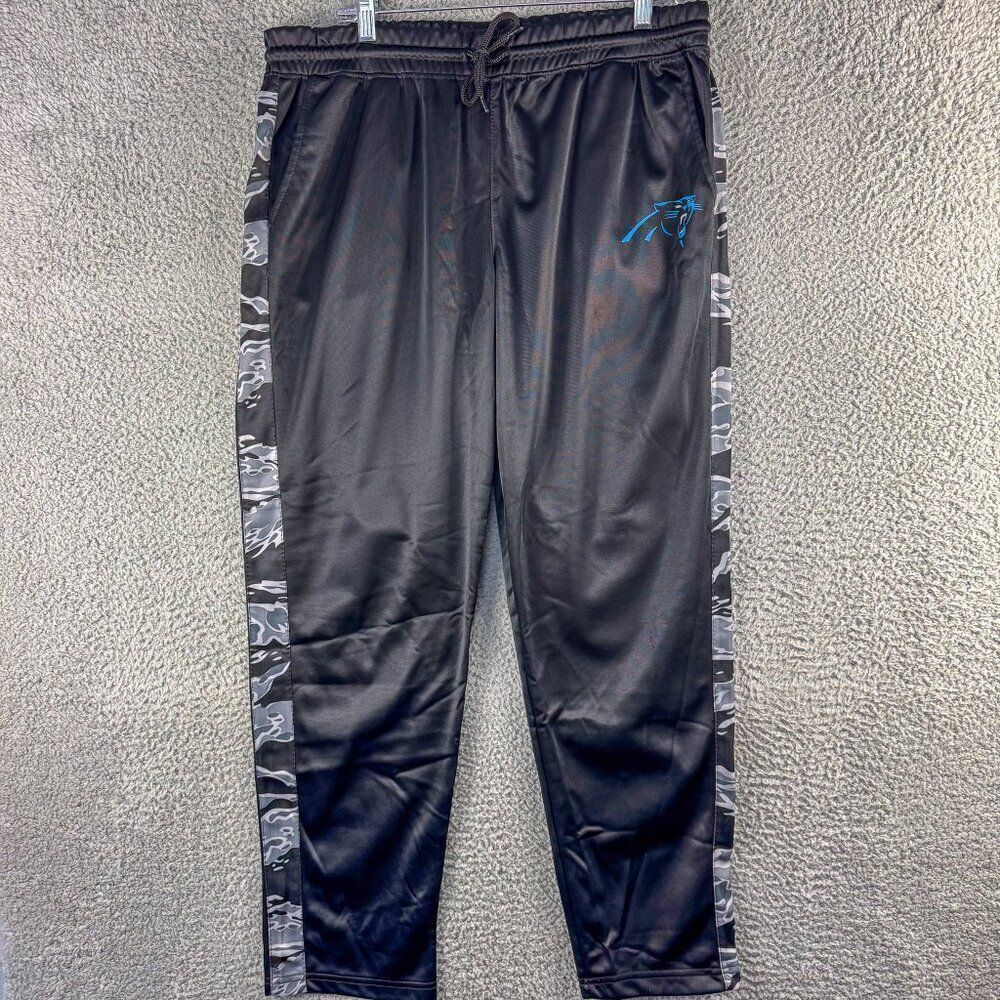 NFL Carolina Panthers Fleece Joggers Mens XL Black‎ Camo Track Pants Gym 34x29